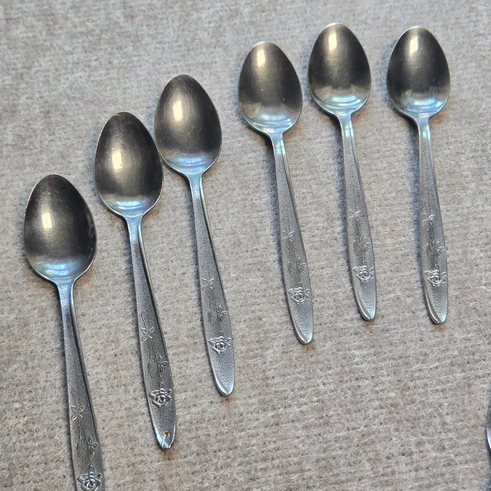 Stanley Roberts Florentine Rose  Stainless Flatware 11 Pieces Spoons Forks Knife